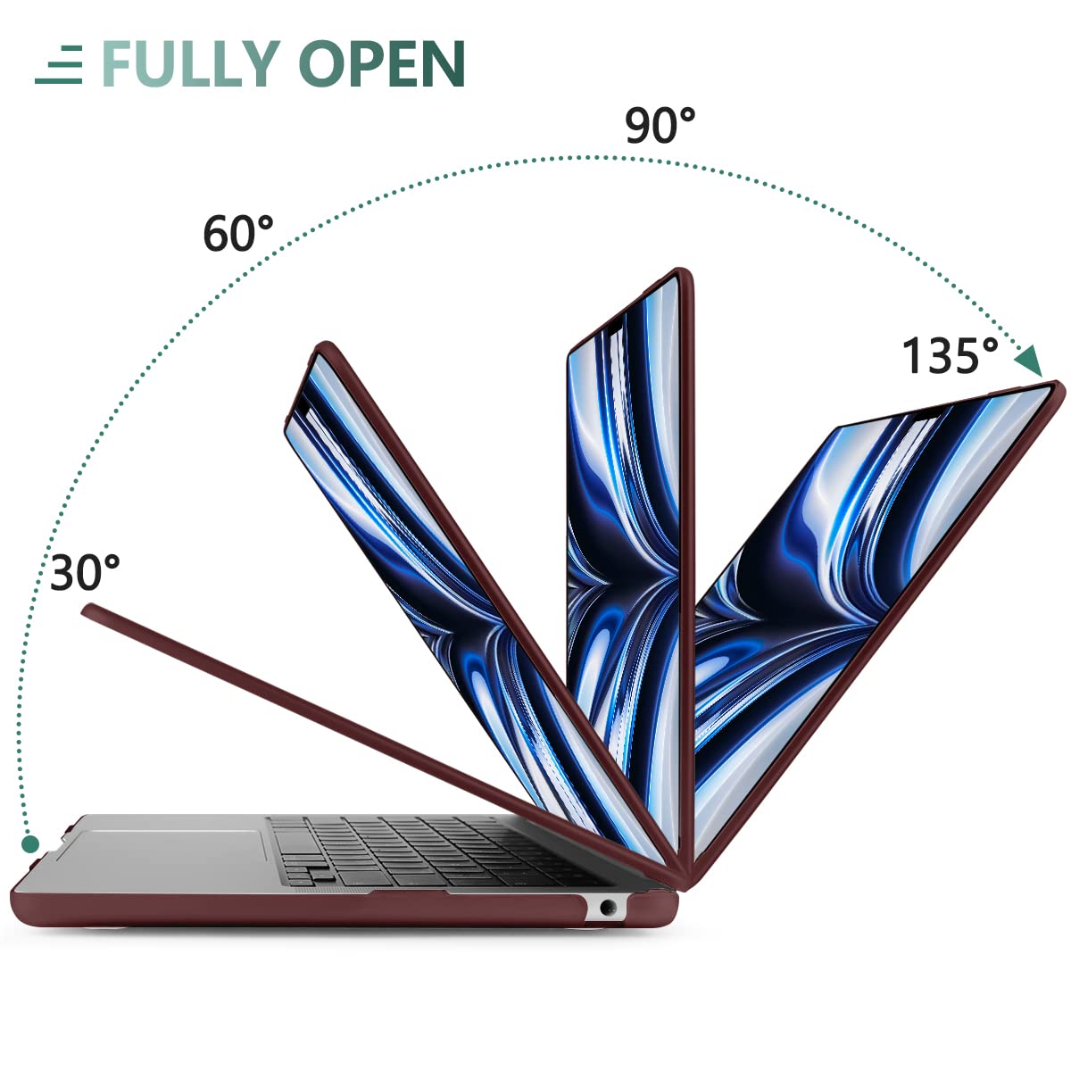 Cases & Skins: 15 inch Air 2023 MacBook Air Matte Case  A2941 M2 Chip Hard Shell Case Keyboard Cover Wine Red