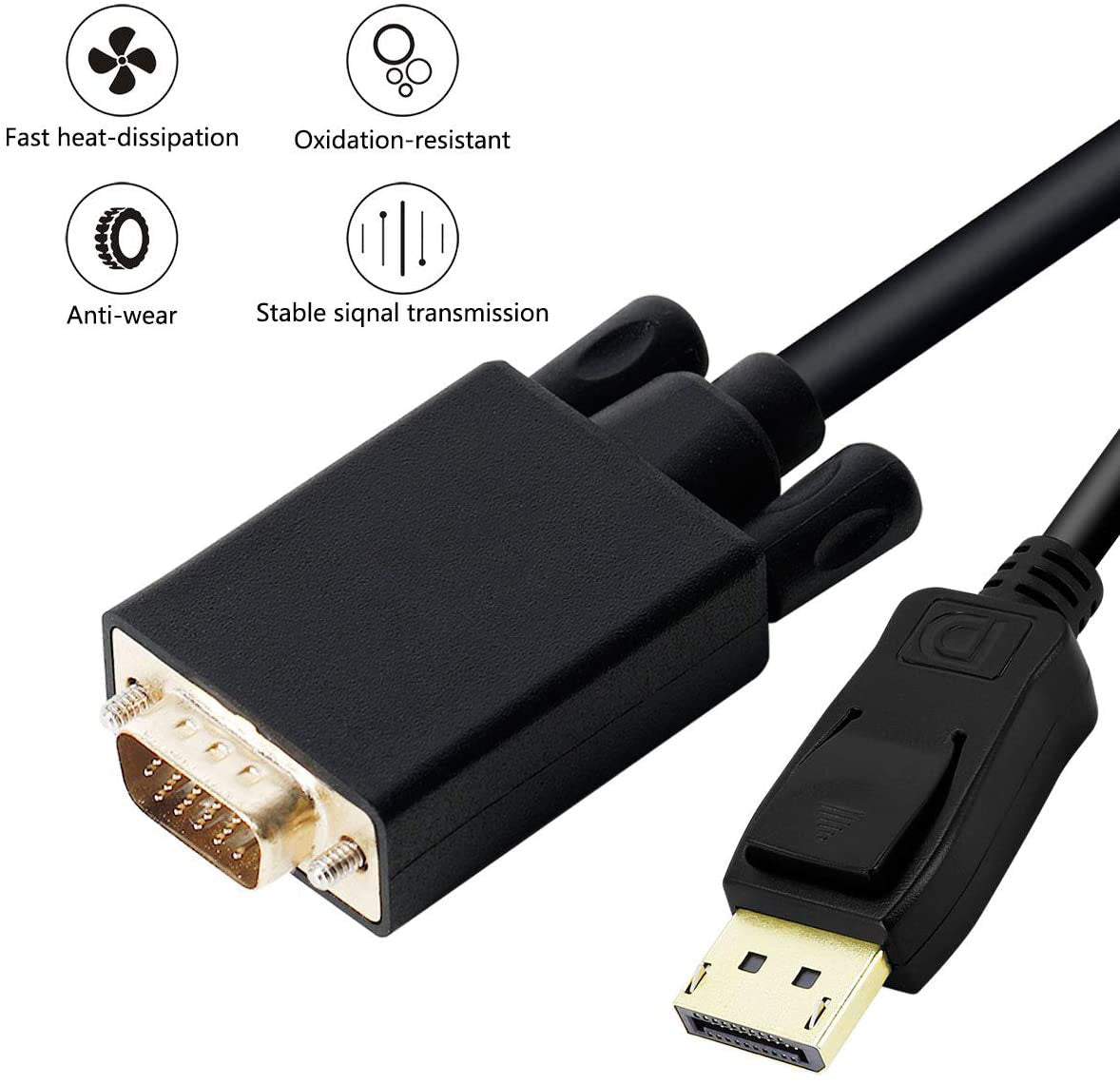 Computer Monitors & Accessories: 1.8M Display Port DP Male To VGA/M Cable Converter Connector Adaptor