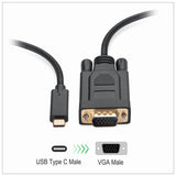 Computer Cables & Adapters: 1.8M Type C USB-C Thunderbolt 3 to VGA Cable Male to Male Converter for MacBook