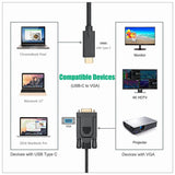 Computer Cables & Adapters: 1.8M Type C USB-C Thunderbolt 3 to VGA Cable Male to Male Converter for MacBook