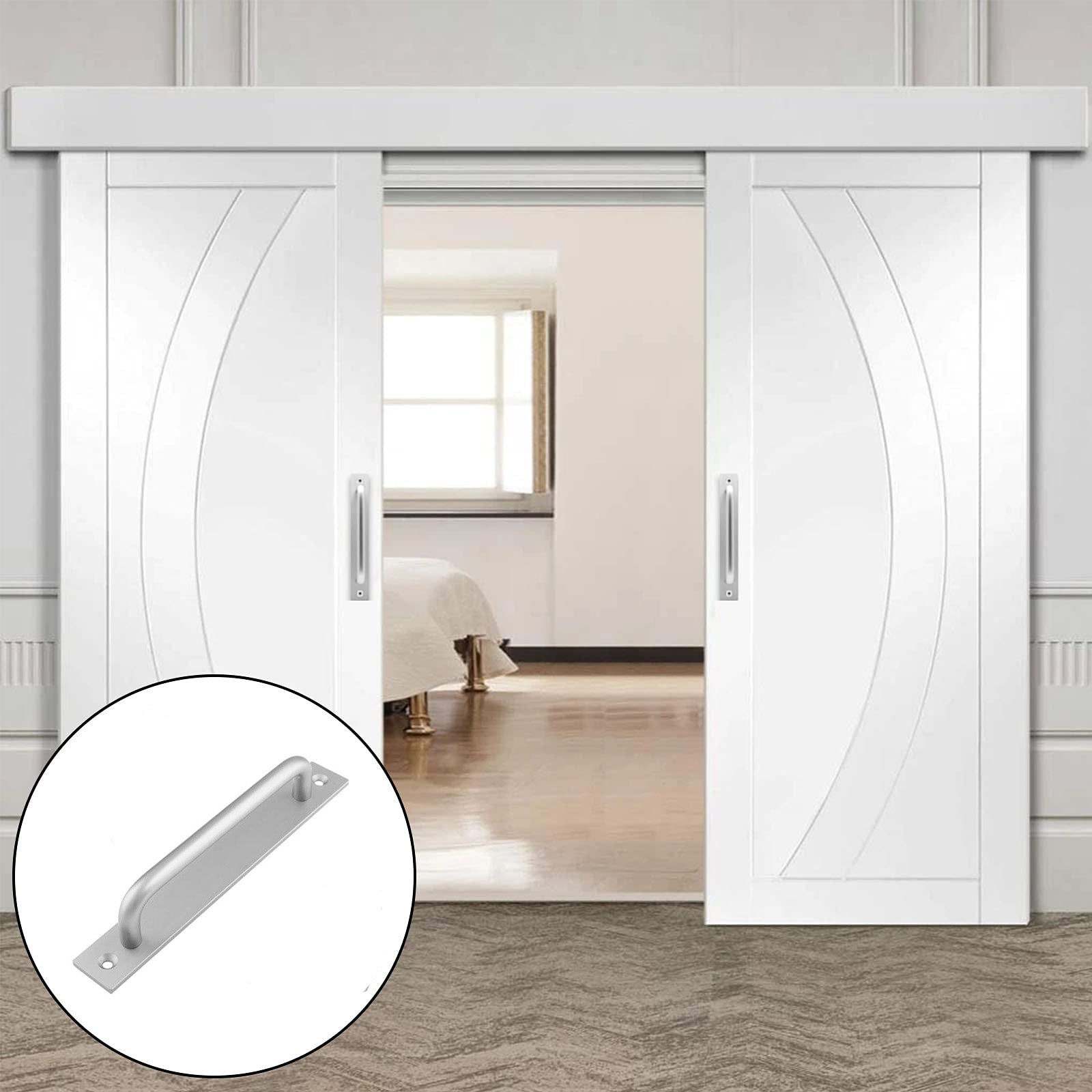 Buffets & Sideboards: Barn Door Handle Sliding Pull Cabinet Door Handles Drawer knobs Kitchen Handles Silver