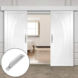 Buffets & Sideboards: Barn Door Handle Sliding Pull Cabinet Door Handles Drawer knobs Kitchen Handles Silver