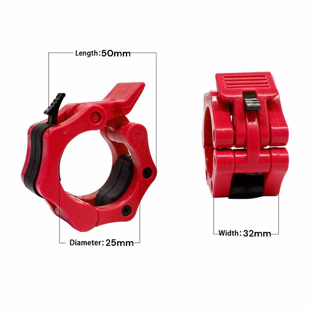 Free Weights: 2Pcs 1in / 25mm Dumbbell Clamps Barbell Clamps Collars Clips Bar Plates Collar Clips Red