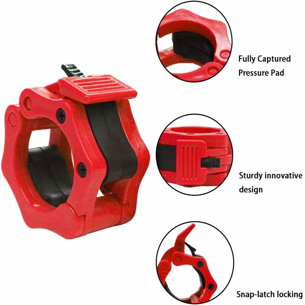 Free Weights: 2Pcs 1in / 25mm Dumbbell Clamps Barbell Clamps Collars Clips Bar Plates Collar Clips Red