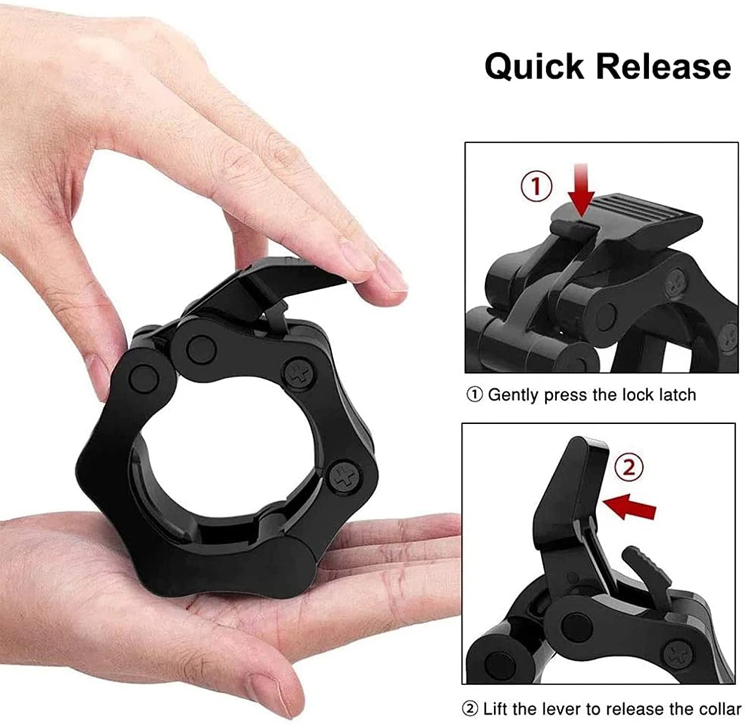 Free Weights: 2Pcs 2in / 50mm Olympic Dumbbell Clamps Barbell Clamps Collars Clips Bar Plates Collar Clips Black