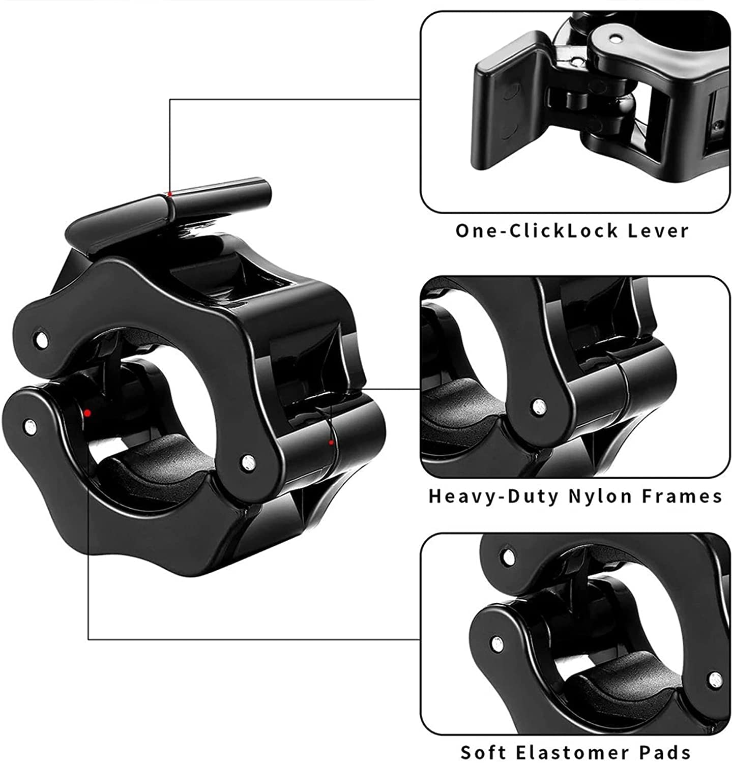Free Weights: 2Pcs 2in / 50mm Olympic Dumbbell Clamps Barbell Clamps Collars Clips Bar Plates Collar Clips Black