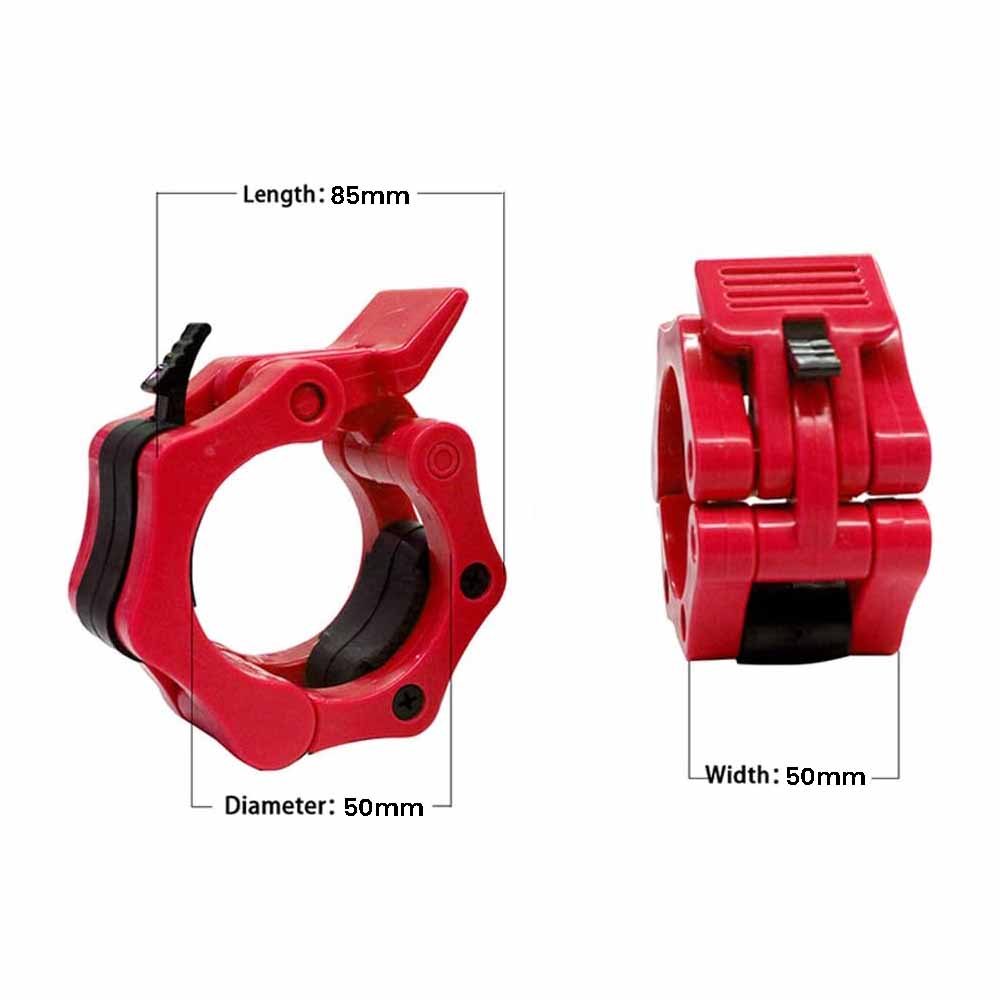 Free Weights: 2Pcs 2in / 50mm Olympic Dumbbell Clamps Barbell Clamps Collars Clips Bar Plates Collar Clips Red