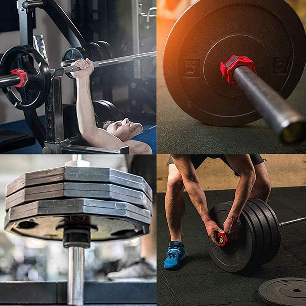 Free Weights: 2Pcs 2in / 50mm Olympic Dumbbell Clamps Barbell Clamps Collars Clips Bar Plates Collar Clips Red