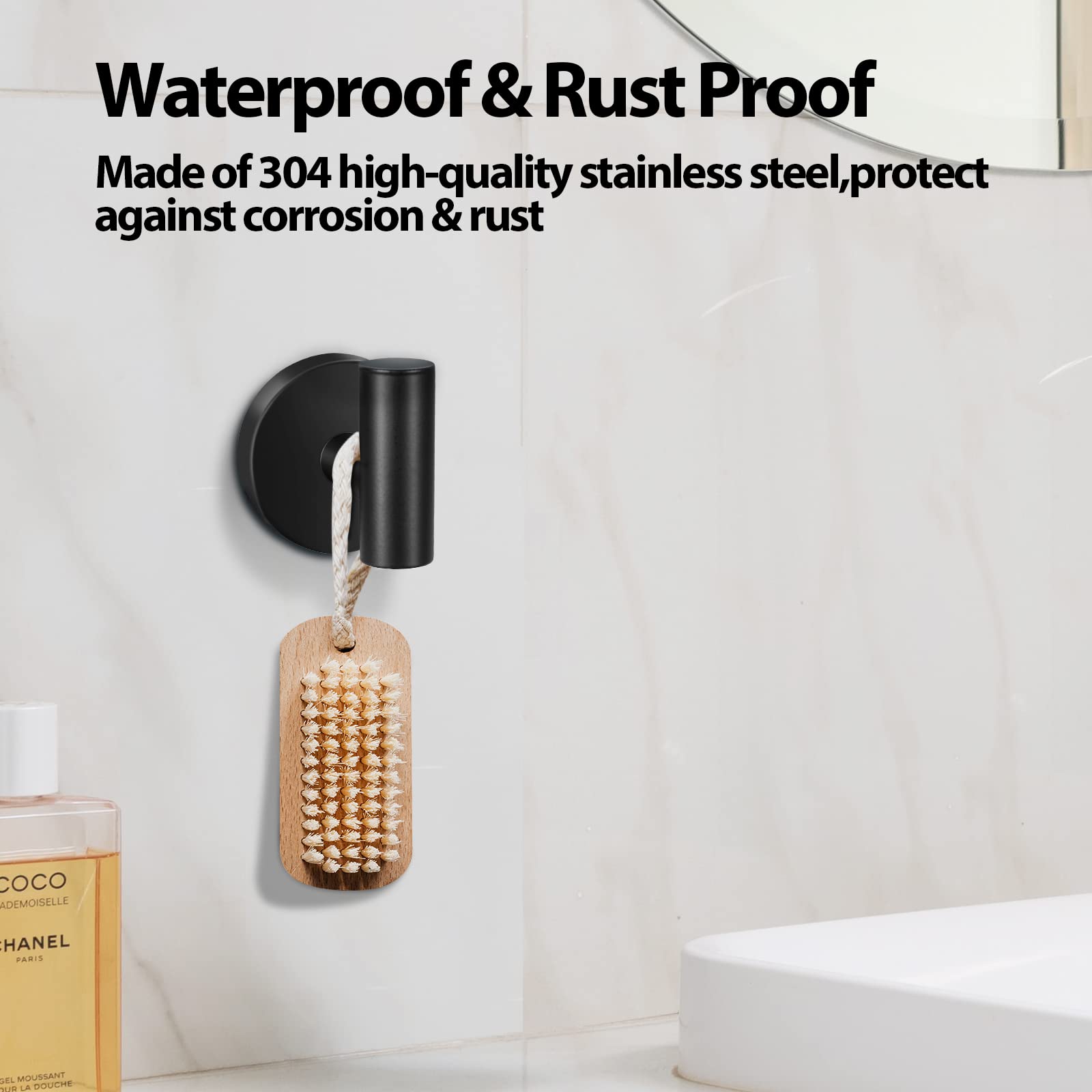 Coat Racks: 2 Pcs Wall Mount Bathroom Towel Hooks Holder Cloth Hanger Hook Kitchen Door Hanger Black