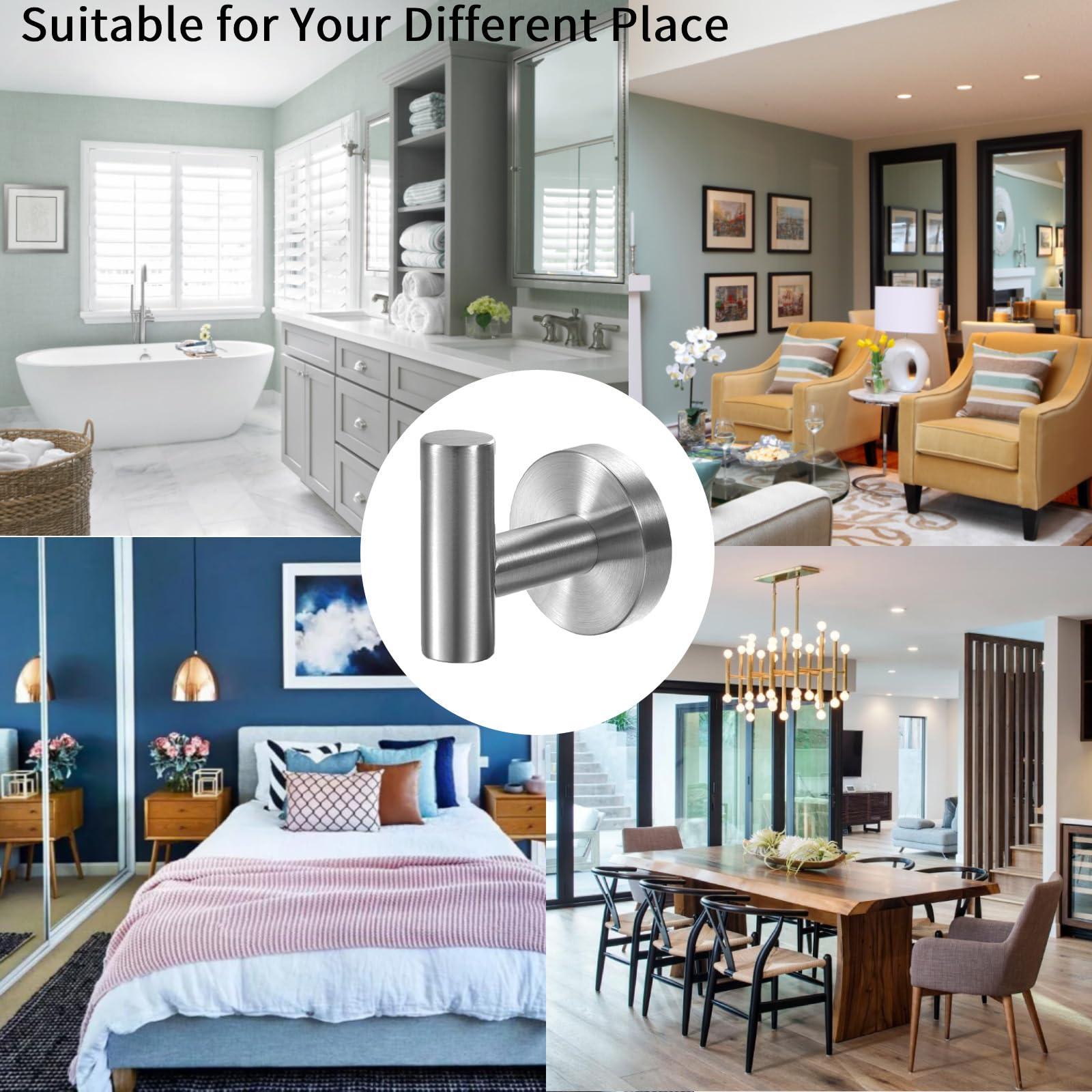 Free Weights: 2 Pcs Wall Mount Bathroom Towel Hooks Holder Cloth Hanger Hook Kitchen Door Hanger Brushed Nickel
