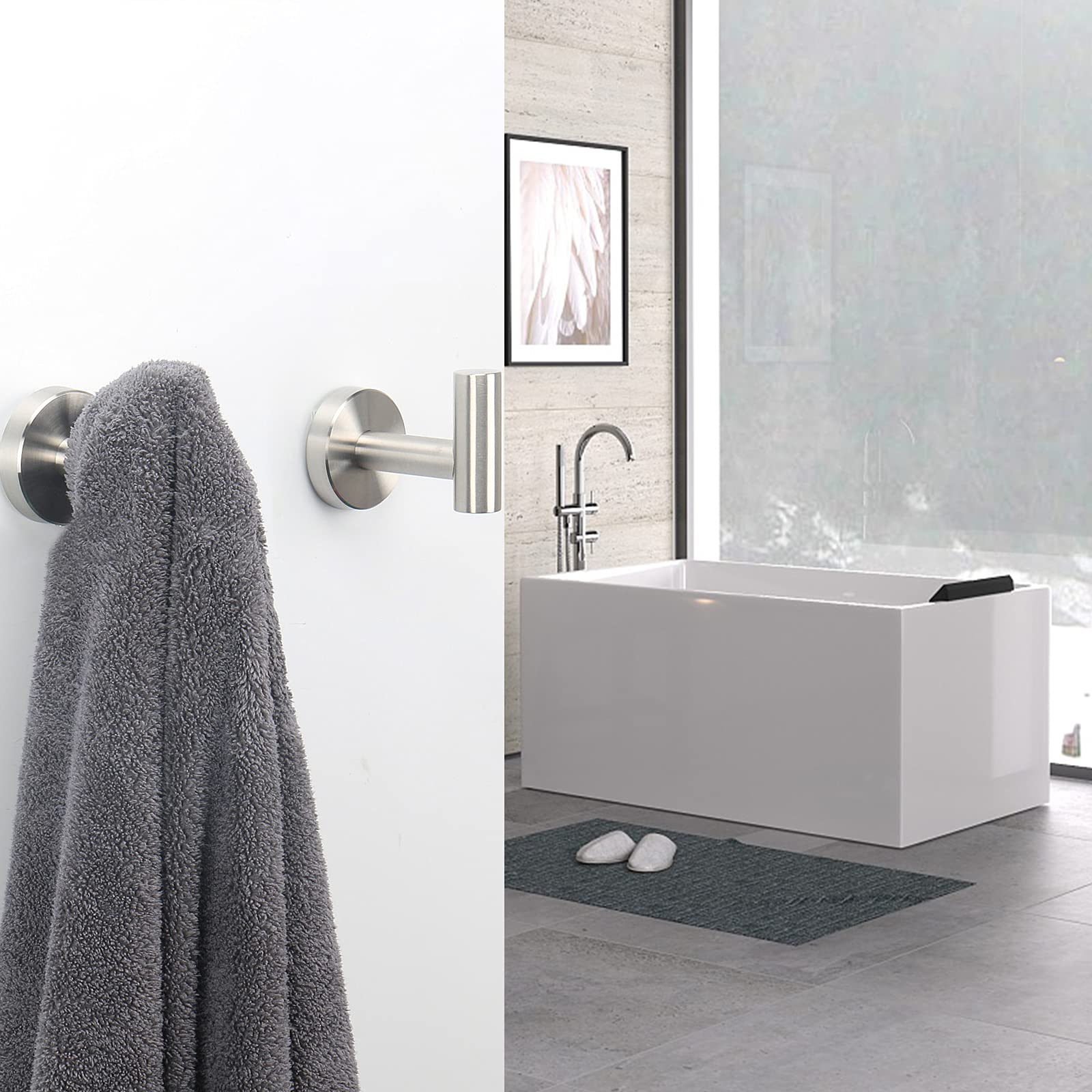 Free Weights: 2 Pcs Wall Mount Bathroom Towel Hooks Holder Cloth Hanger Hook Kitchen Door Hanger Brushed Nickel