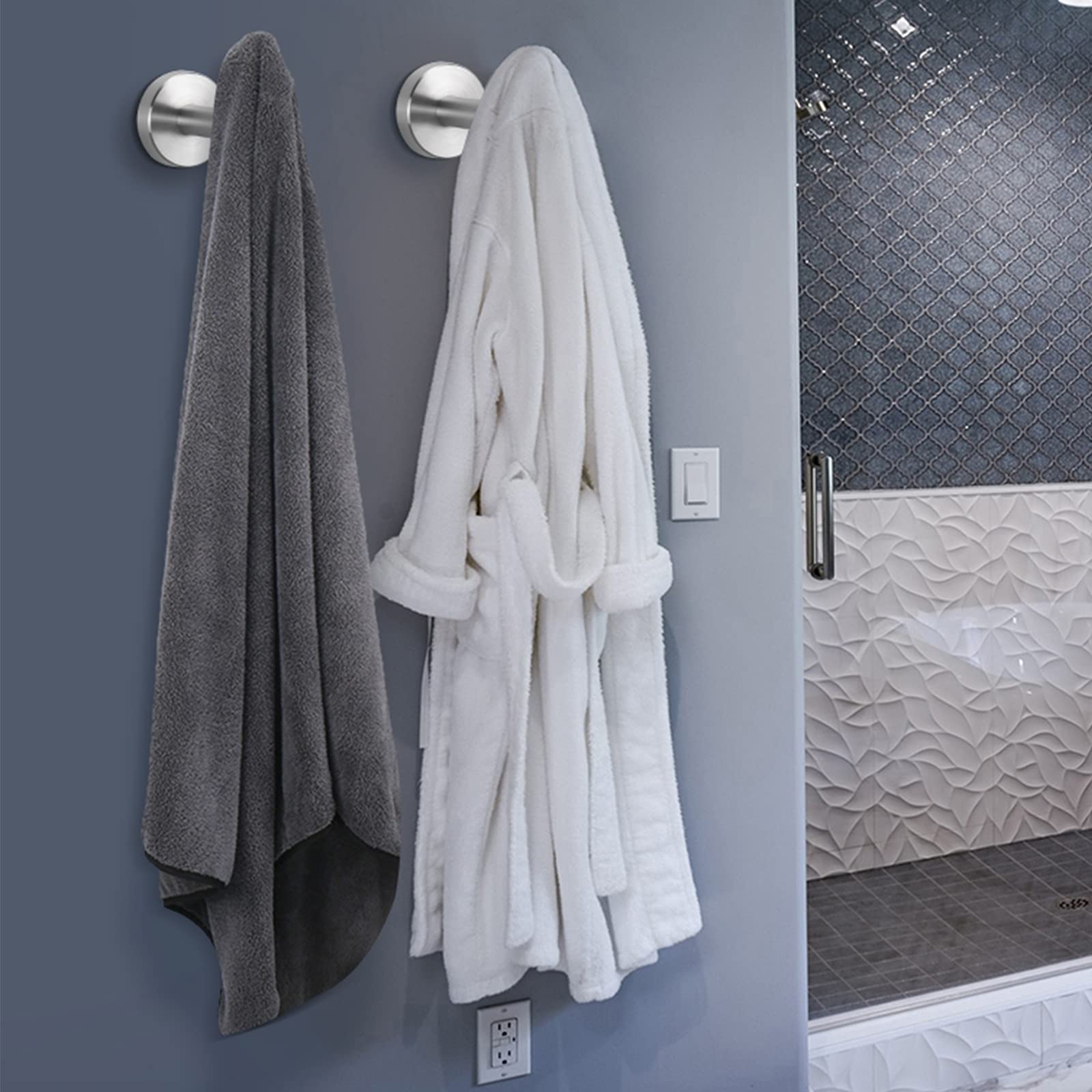 Free Weights: 2 Pcs Wall Mount Bathroom Towel Hooks Holder Cloth Hanger Hook Kitchen Door Hanger Brushed Nickel