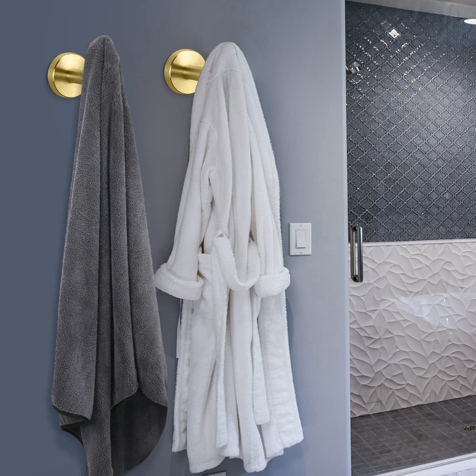 Coat Racks: 2 Pcs Wall Mount Bathroom Towel Hooks Holder Cloth Hanger Hook Kitchen Door Hanger Gold