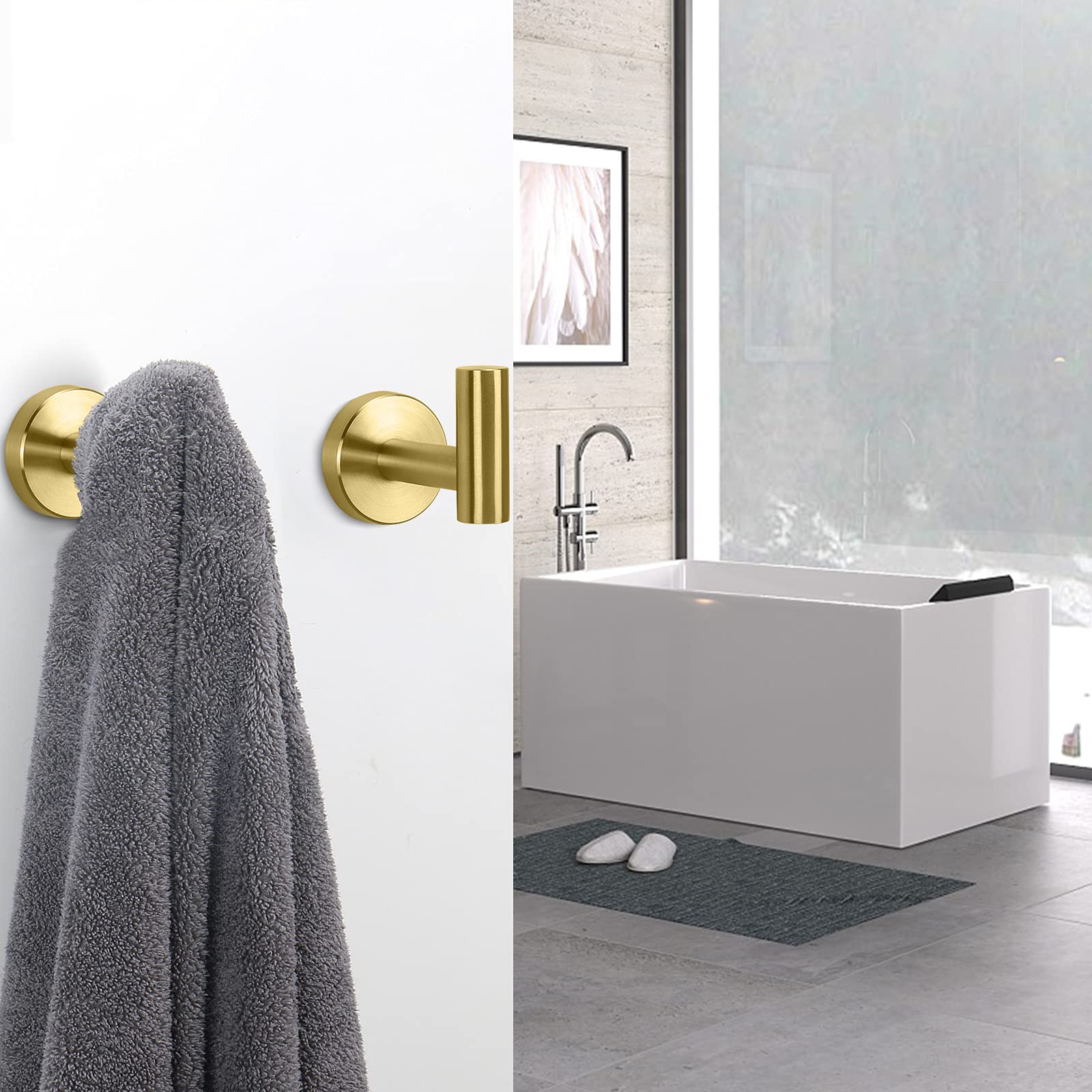 Coat Racks: 2 Pcs Wall Mount Bathroom Towel Hooks Holder Cloth Hanger Hook Kitchen Door Hanger Gold