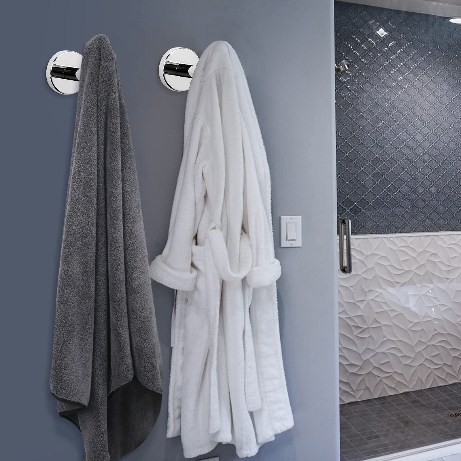 Bird Cage Accessories: 2 Pcs Wall Mount Bathroom Towel Hooks Holder Cloth Hanger Hook Kitchen Door Hanger Poliched Chrome
