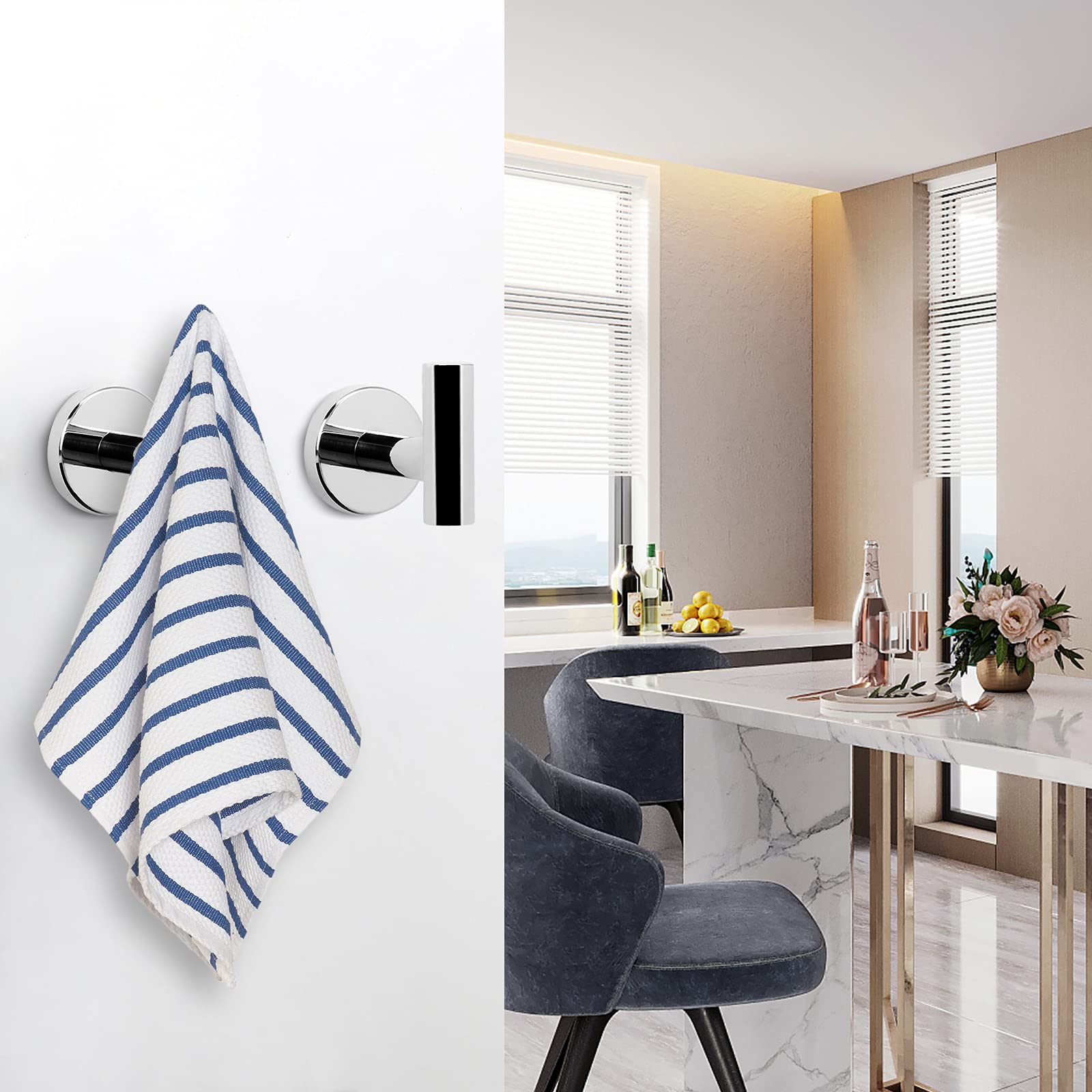 Bird Cage Accessories: 2 Pcs Wall Mount Bathroom Towel Hooks Holder Cloth Hanger Hook Kitchen Door Hanger Poliched Chrome