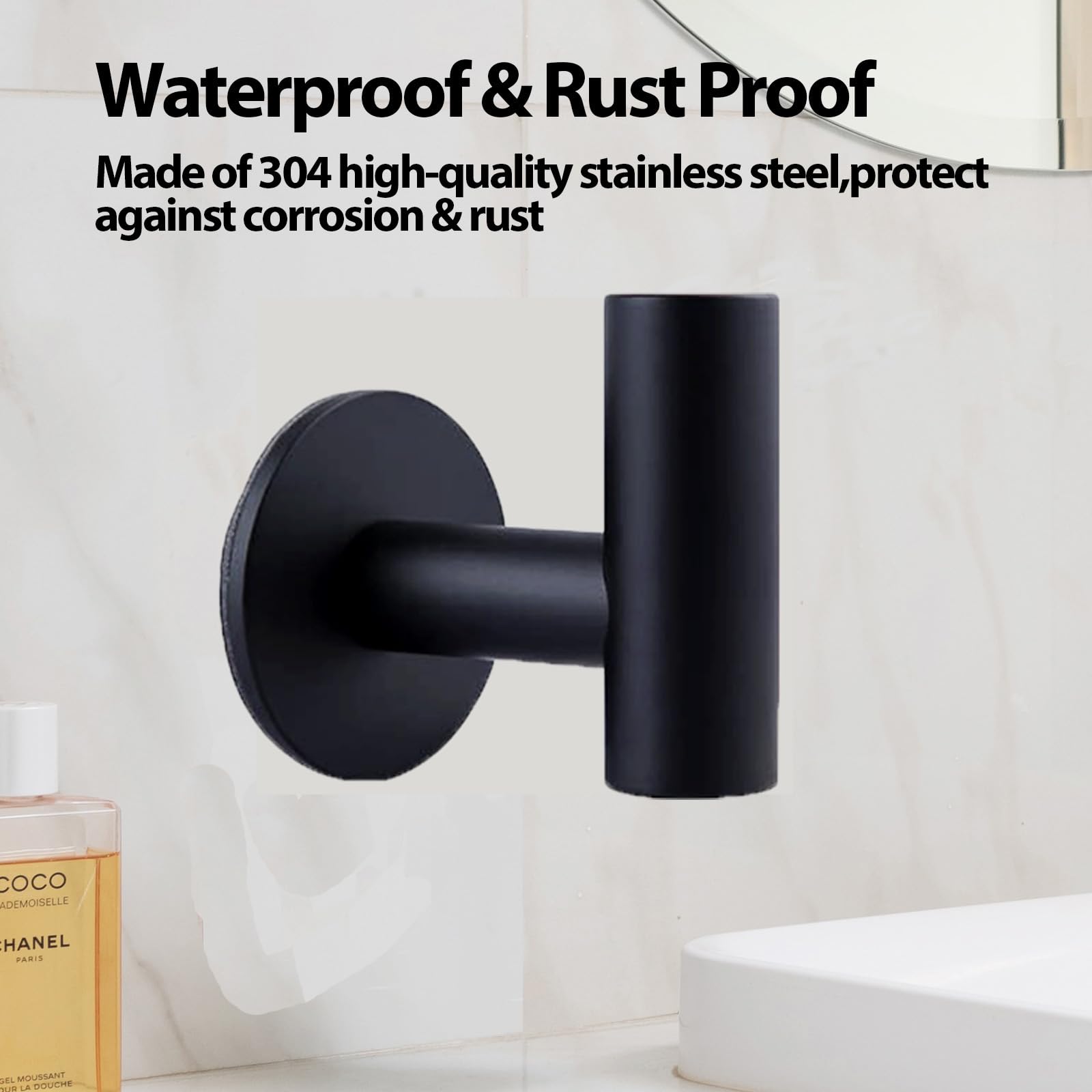 Audio Accessories: 2 Pcs Wall Mount Self Adhesive Bathroom Towel Hooks Holder Cloth Hanger Hook Door Hanger Black