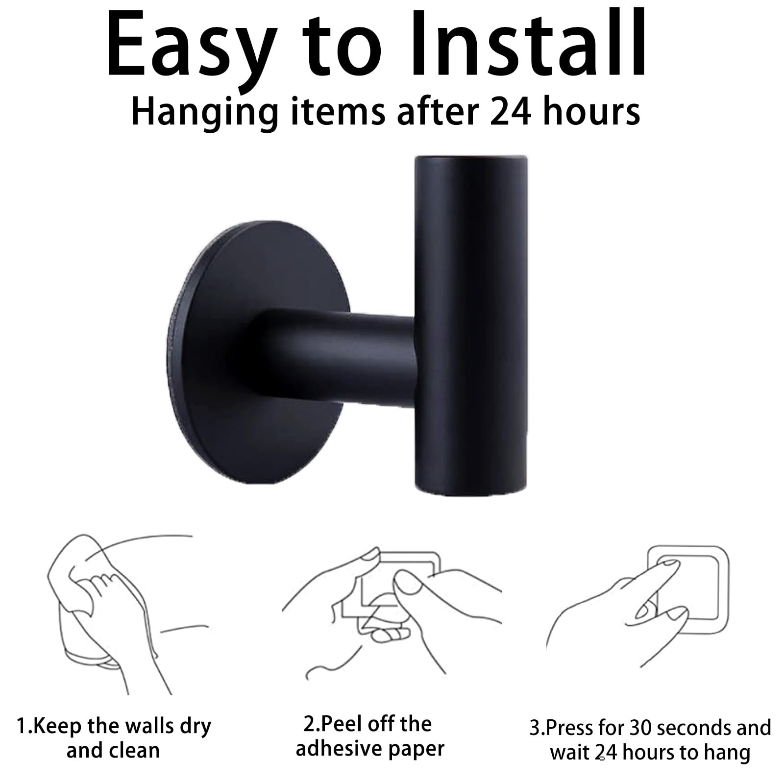 Audio Accessories: 2 Pcs Wall Mount Self Adhesive Bathroom Towel Hooks Holder Cloth Hanger Hook Door Hanger Black