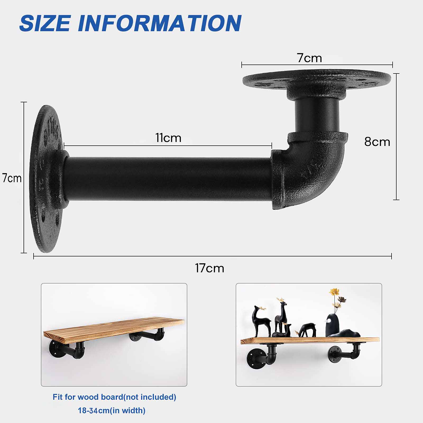 Kitchen & Bathroom DIY: 4PCS Pipe Floating Shelf Bracket Industrial Pipe Shelf Bracket Mounting Bracket Storage Racks Decor