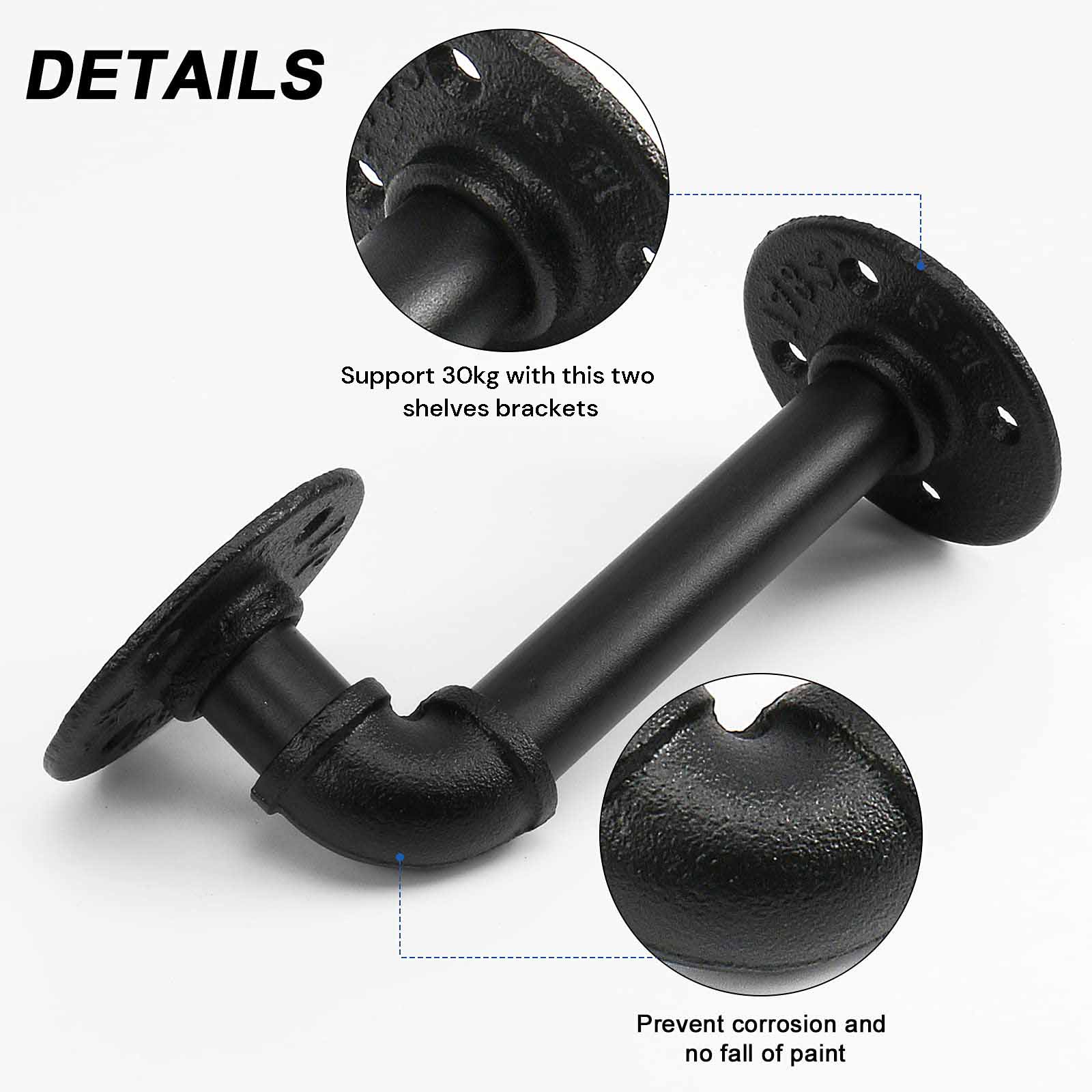 Kitchen & Bathroom DIY: 4PCS Pipe Floating Shelf Bracket Industrial Pipe Shelf Bracket Mounting Bracket Storage Racks Decor