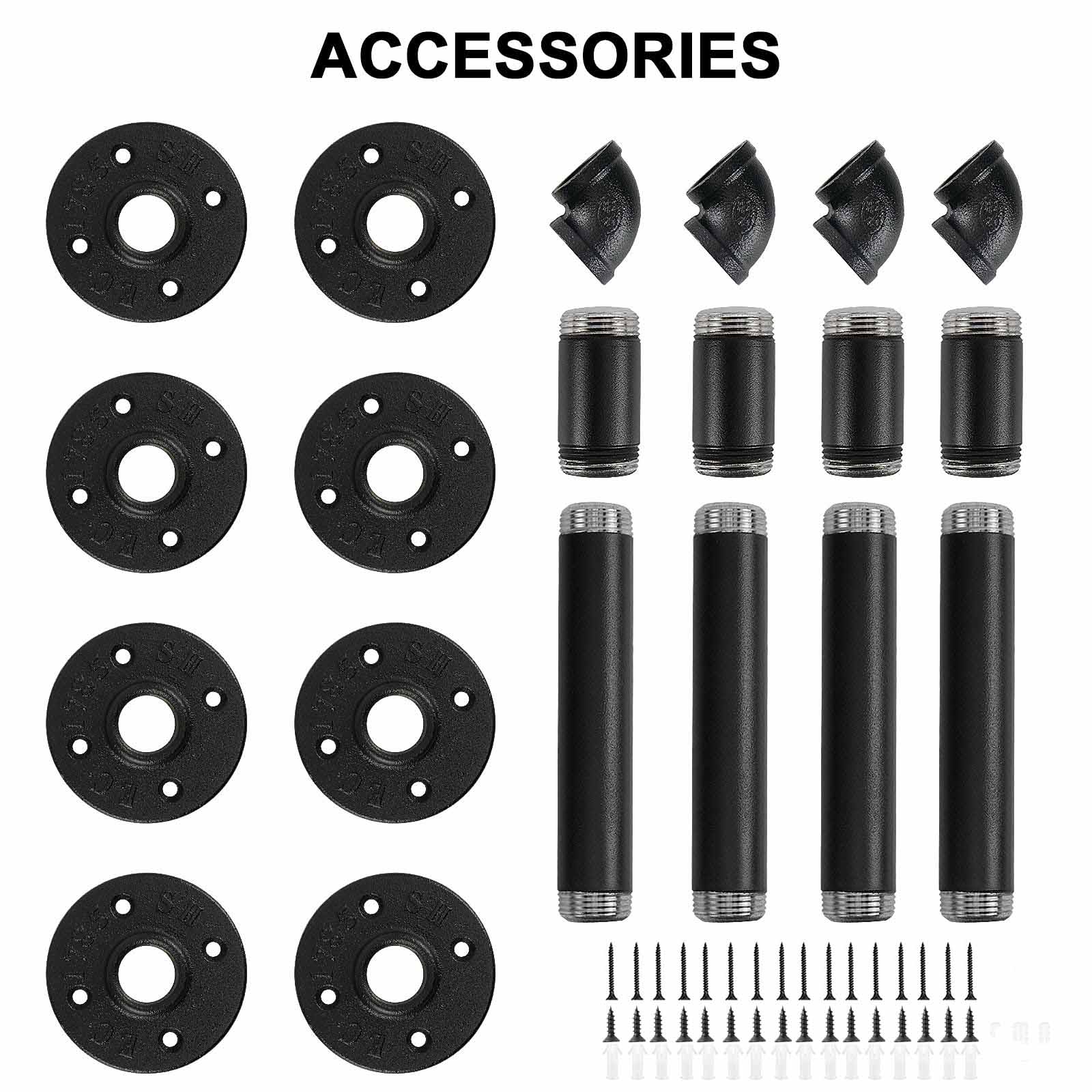 Kitchen & Bathroom DIY: 4PCS Pipe Floating Shelf Bracket Industrial Pipe Shelf Bracket Mounting Bracket Storage Racks Decor