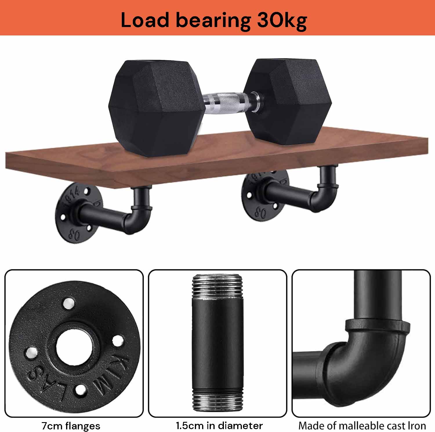 Kitchen & Bathroom DIY: 4PCS Pipe Floating Shelf Bracket Industrial Pipe Shelf Bracket Mounting Bracket Storage Racks Decor