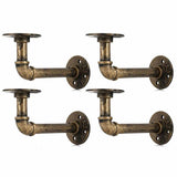 Kitchen & Bathroom DIY: 4PCS Pipe Floating Shelf Bracket Industrial Pipe Shelf Bracket Mounting Bracket Storage Racks Decor Bronze