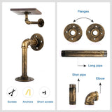 Kitchen & Bathroom DIY: 4PCS Pipe Floating Shelf Bracket Industrial Pipe Shelf Bracket Mounting Bracket Storage Racks Decor Bronze