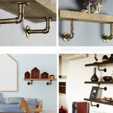 Kitchen & Bathroom DIY: 4PCS Pipe Floating Shelf Bracket Industrial Pipe Shelf Bracket Mounting Bracket Storage Racks Decor Bronze