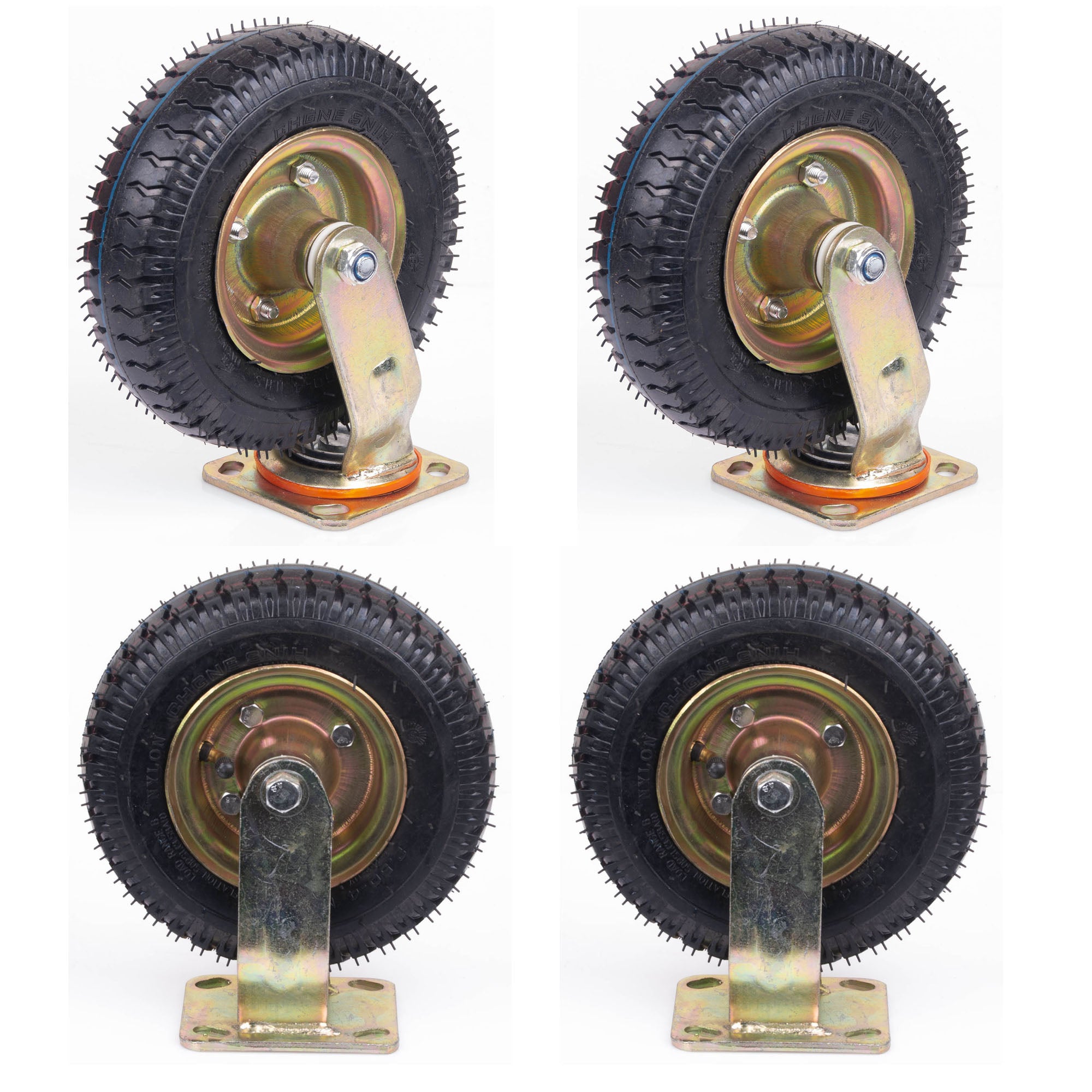 Gymnastics: 4x 8 Inch Castor Caster 2x swivel 2x fixed Pneumatic Tyres Wheels  Trolley Cart Wheelbarrow