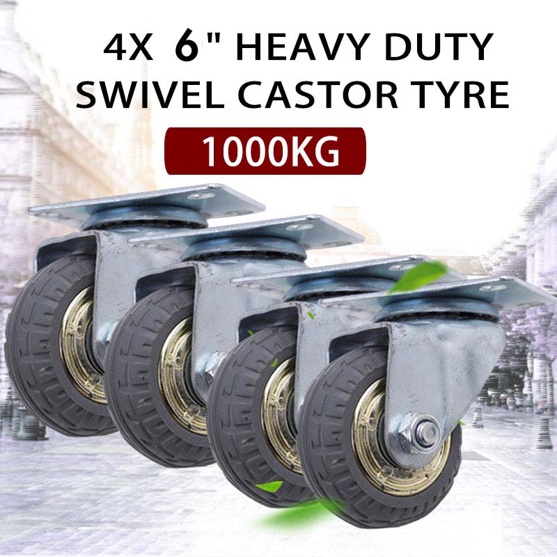 Gymnastics: 4x 6" 150mm Heavy Duty Industrial Swivel Caster Wheels (2x swivel + 2x fixed ) Castor 1000KG Trolley