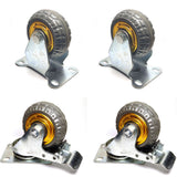 Utility Trolleys: 4x 3" Heavy Duty Industrial 2x Swivel Brake + 2x fixed Caster Wheel Wheels Castor 500KG Trolley
