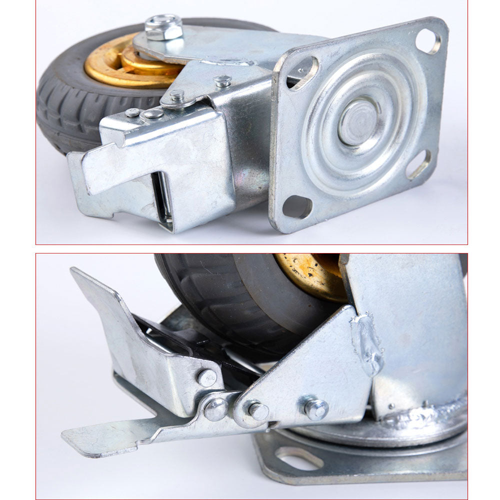 Utility Trolleys: 4x 8" Heavy Duty Industrial 2x Swivel Brake + 2x fixed Caster Tyre Tyres Wheel Wheels Castor 1000KG Trolley