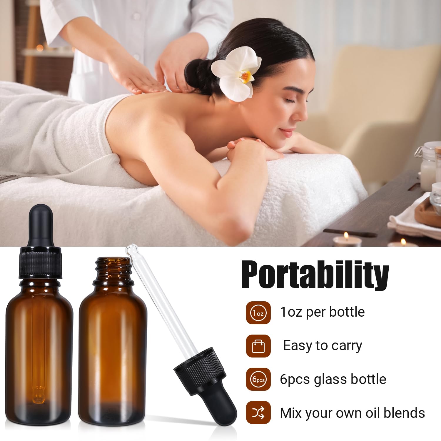 Massage Oils: 10ml (5 Pack) Amber Glass Dropper Bottle Liquid Essential Oils Bottle Bottles Leakproof Glass Tincture Bottles