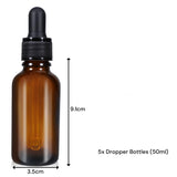 Massage Oils: 50ml (5 Pack) Amber Glass Dropper Bottle Liquid Essential Oils Bottle Bottles Leakproof Glass Tincture Bottles