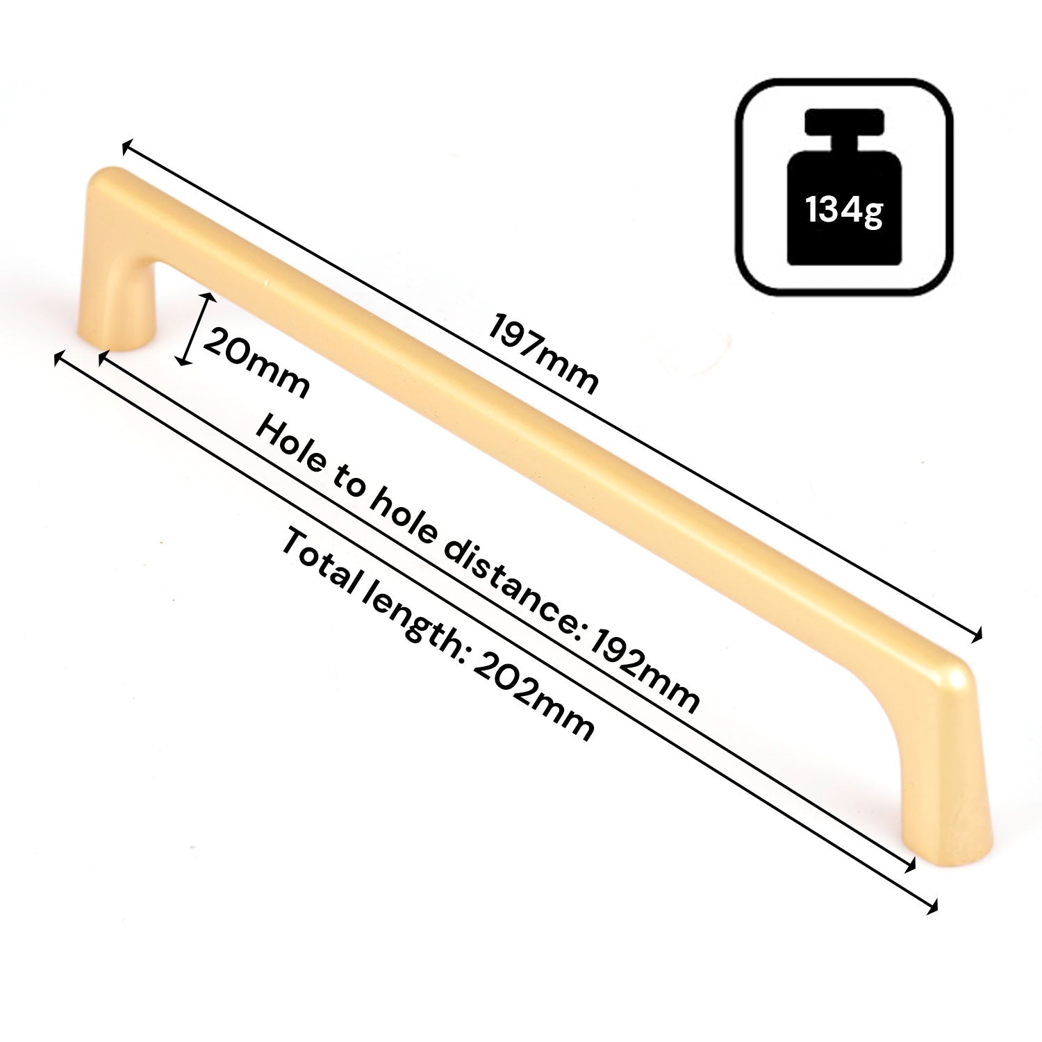 Kitchen & Bathroom DIY: Gold Zinc Kitchen Cabinet Handles Drawer Bar Handle Pull 192mm