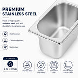 Commercial Stainless Steel GN 1/9 100mm Deep Gastronorm Bain Marie Buffet Steam Table Food Pan