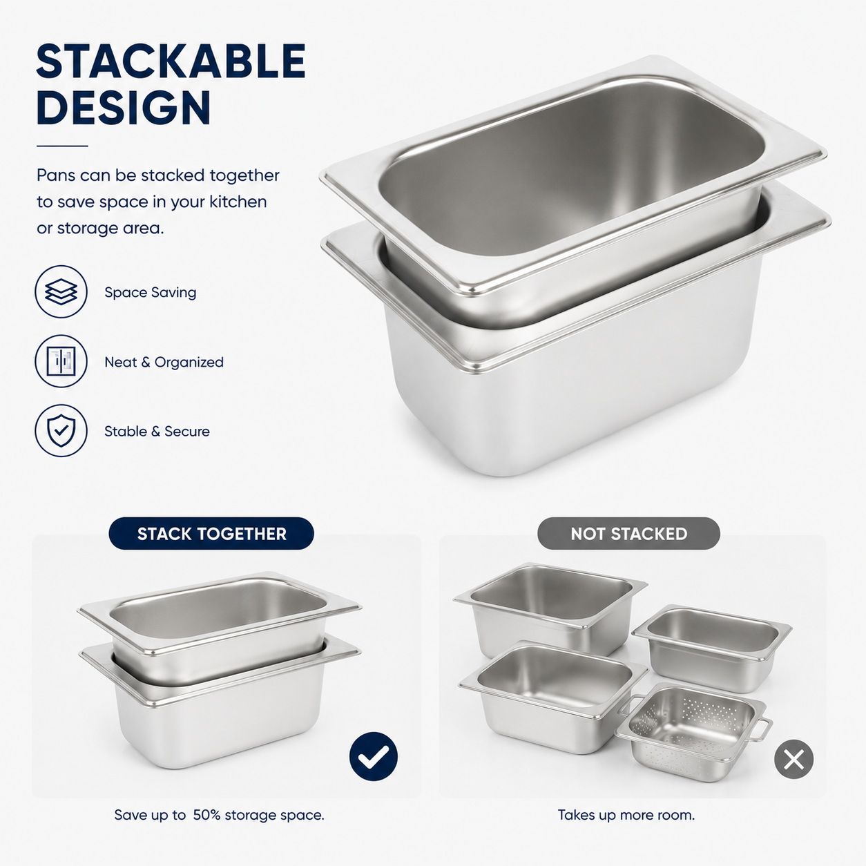 Commercial Stainless Steel GN 1/9 100mm Deep Gastronorm Bain Marie Buffet Steam Table Food Pan