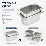 Commercial Stainless Steel GN 1/9 100mm Deep Gastronorm Bain Marie Buffet Steam Table Food Pan