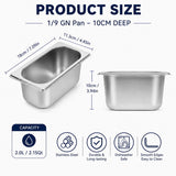 Commercial Stainless Steel GN 1/9 100mm Deep Gastronorm Bain Marie Buffet Steam Table Food Pan with Lid