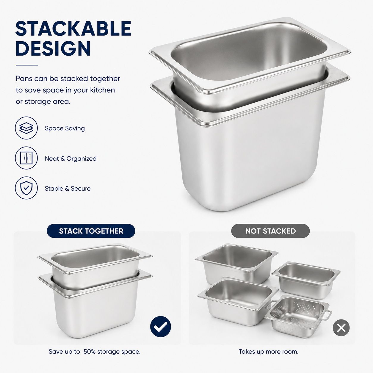 Commercial Stainless Steel GN 1/9 150mm Deep Gastronorm Bain Marie Buffet Steam Table Food Pan with Lid