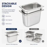 Commercial Stainless Steel GN 1/9 150mm Deep Gastronorm Bain Marie Buffet Steam Table Food Pan with Lid