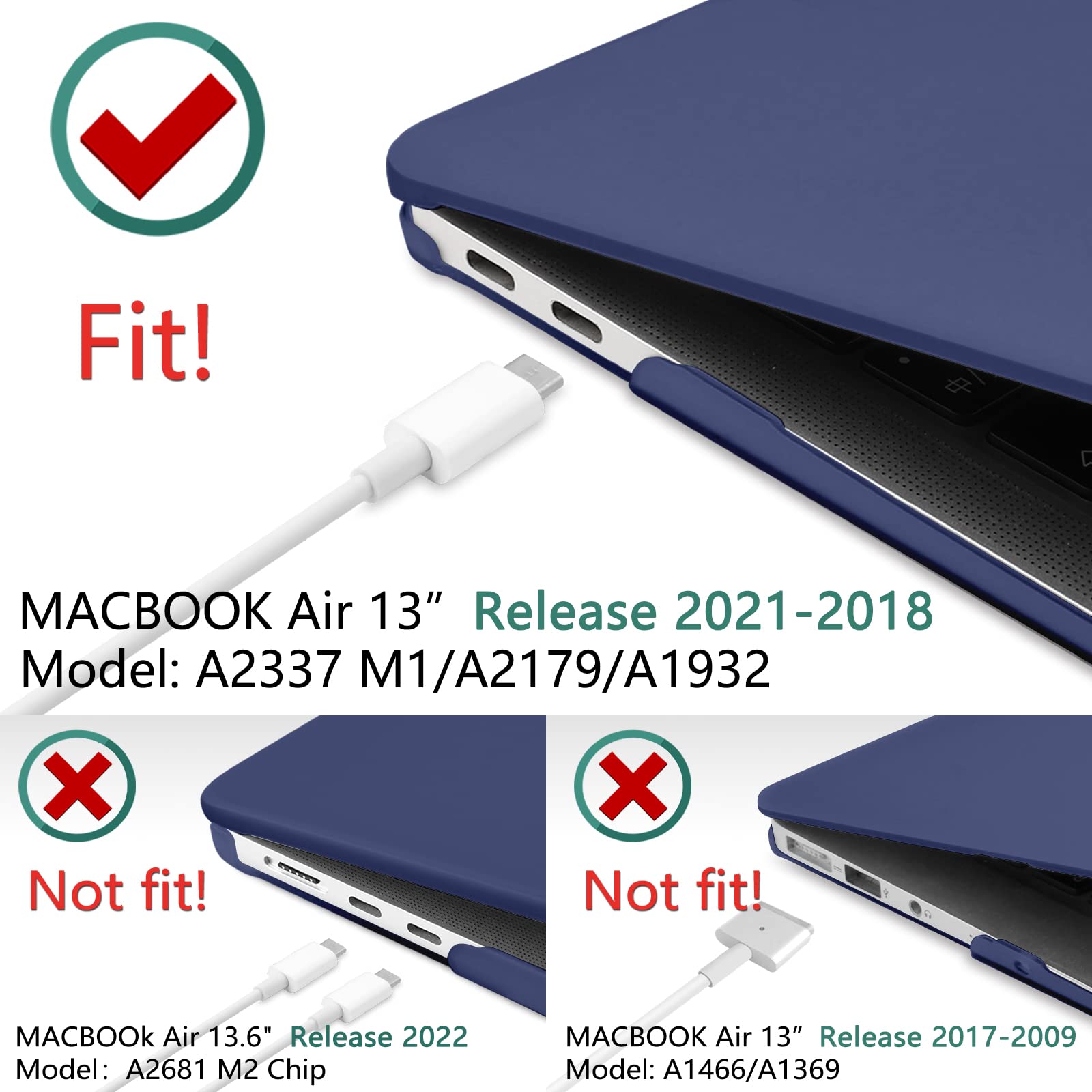 Cases & Skins: MacBook Air 13 Inch Case 2020 2019 2018, A1932, A2179,A2337 Shell Case Keyboard Cover Blue