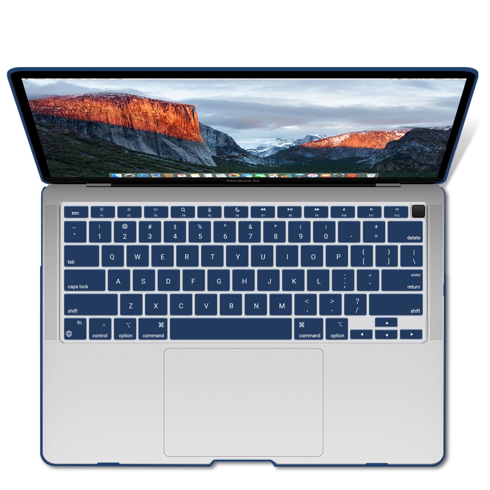 Cases & Skins: MacBook Air 13 Inch Case 2020 2019 2018, A1932, A2179,A2337 Shell Case Keyboard Cover Blue
