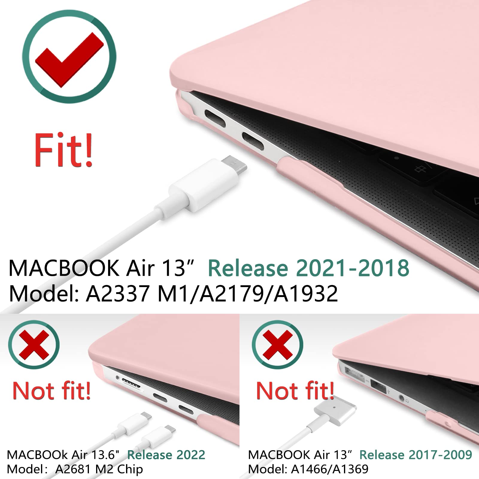 Cases & Skins: Suitable for  MacBook Air 13 Inch Case 2022 2021 2020 2019 2018, A1932, A2179, A2337 Shell Case Keyboard Cover