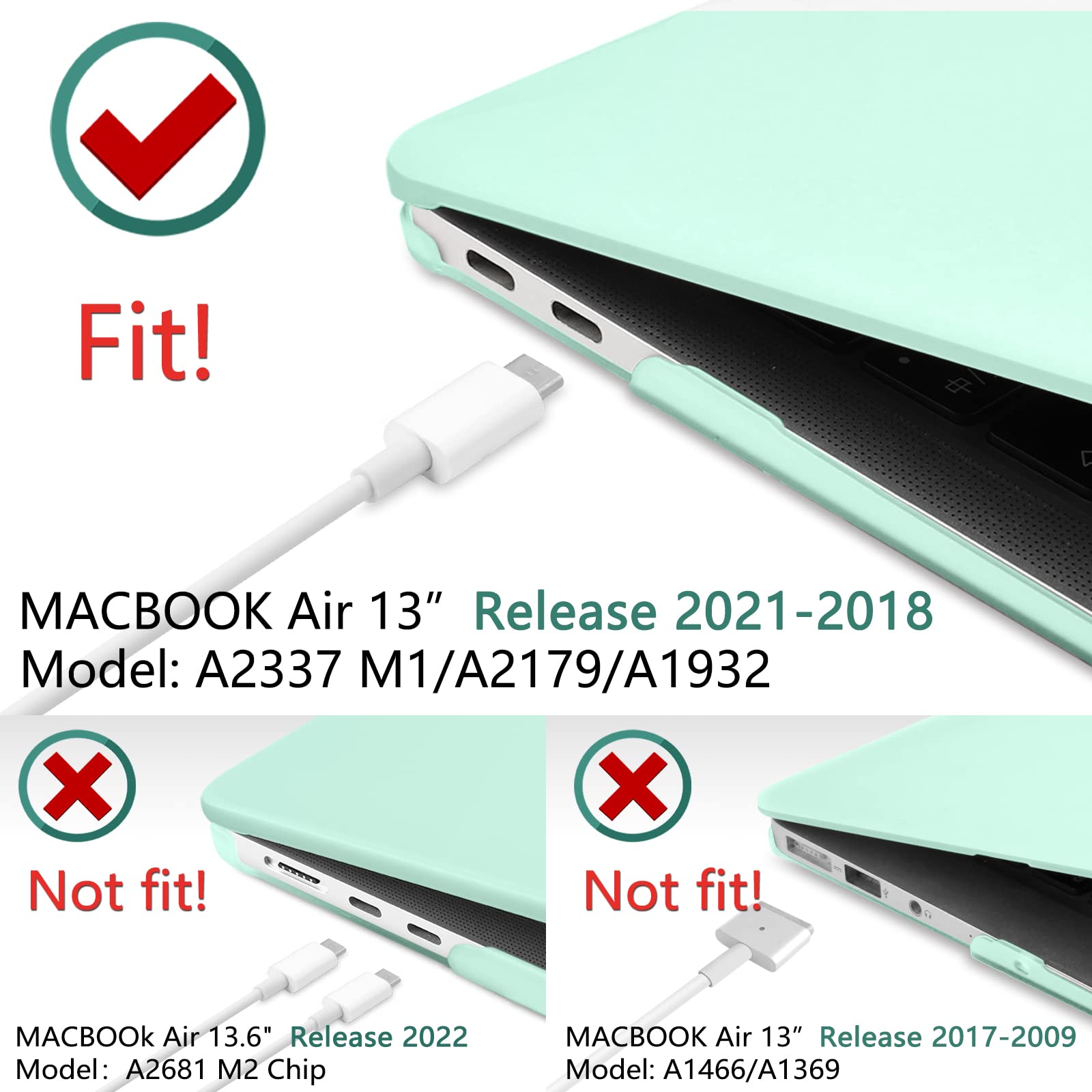 Cases & Skins: MacBook Air 13 Inch Case 2020 2019 2018, A1932, A2179, A2337 Shell Case Keyboard Cover Green