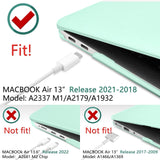 Cases & Skins: MacBook Air 13 Inch Case 2020 2019 2018, A1932, A2179, A2337 Shell Case Keyboard Cover Green