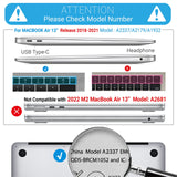 Cases & Skins: Suitable for  MacBook Air 13 Inch Case 2022 2021 2020 2019 2018, A1932, A2179, A2337 Shell Case Keyboard Cover Grey
