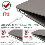 Cases & Skins: Suitable for  MacBook Air 13 Inch Case 2022 2021 2020 2019 2018, A1932, A2179, A2337 Shell Case Keyboard Cover Grey