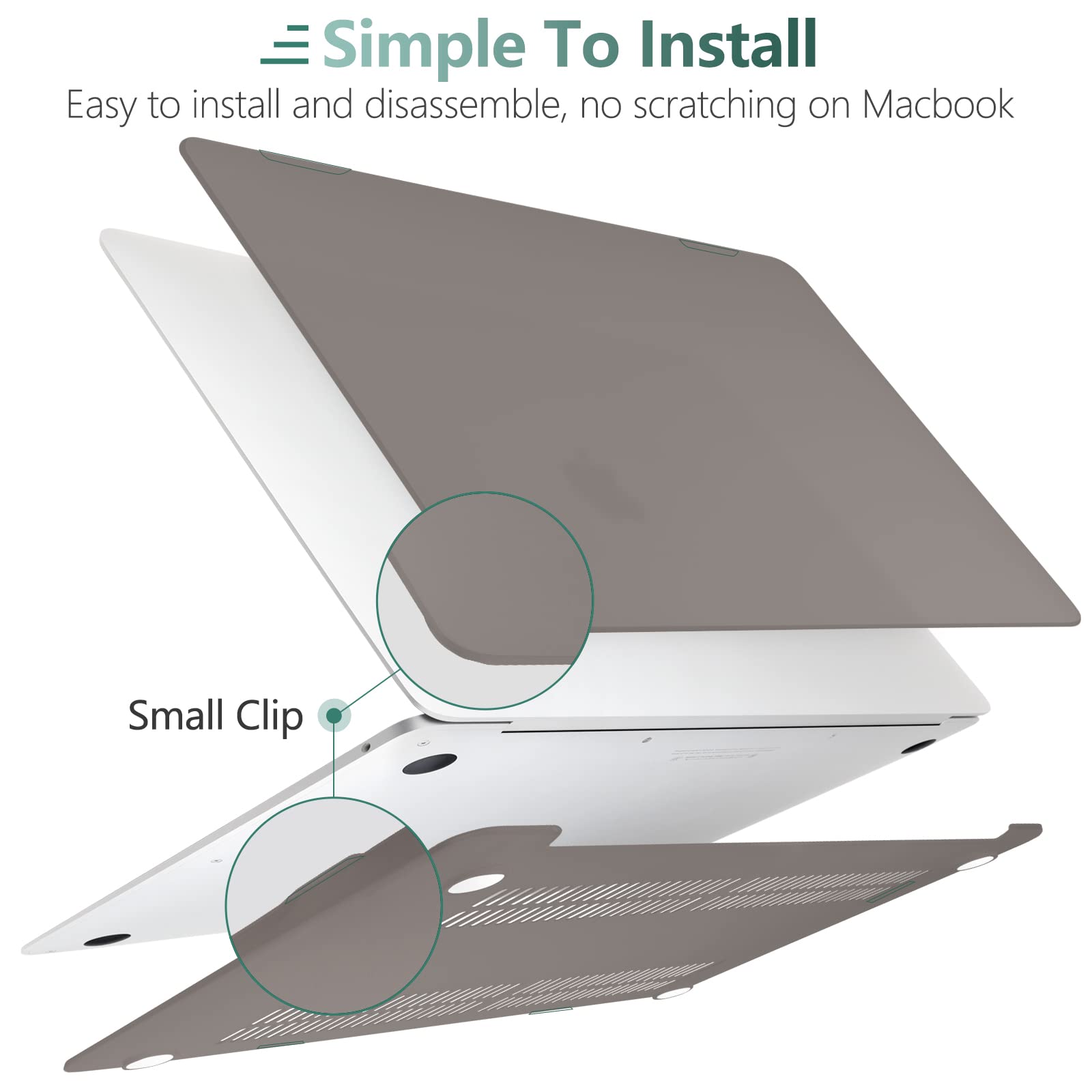 Cases & Skins: Suitable for  MacBook Air 13 Inch Case 2022 2021 2020 2019 2018, A1932, A2179, A2337 Shell Case Keyboard Cover Grey